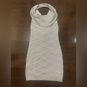 Arden B Shimmering Silver Cowl Neck Dress